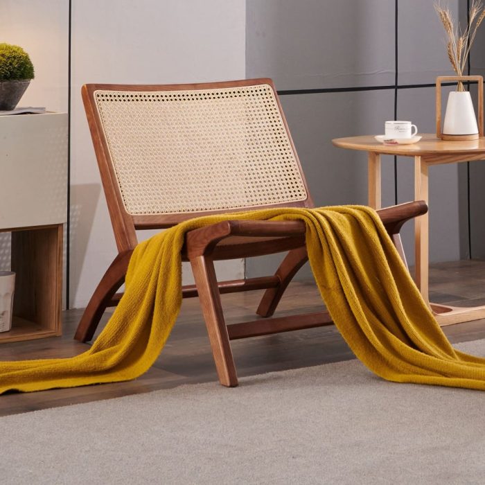 Tomomi- Solid Ash Wood & Rattan Armchair ?? Reading Chair - Image 4