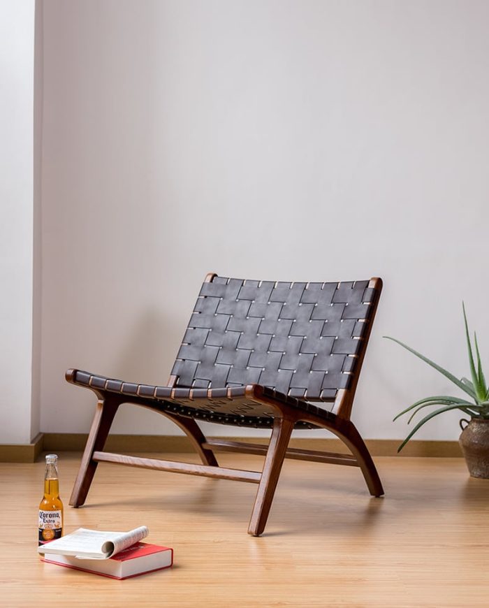 Tomomi- Solid Ash Wood & Leather Armchair ?? Reading Chair - Image 2
