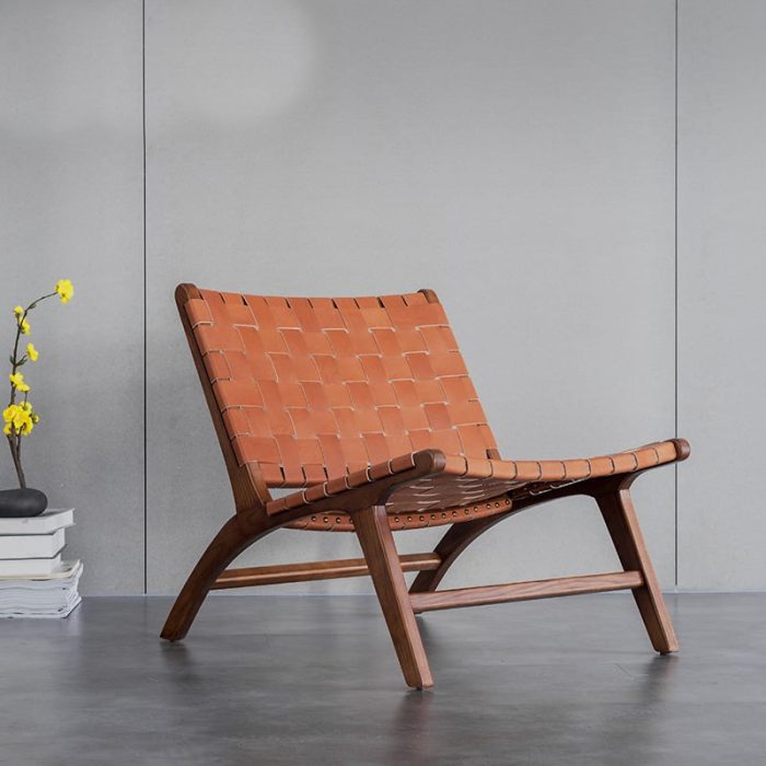 Tomomi- Solid Ash Wood & Leather Armchair ?? Reading Chair - Image 3