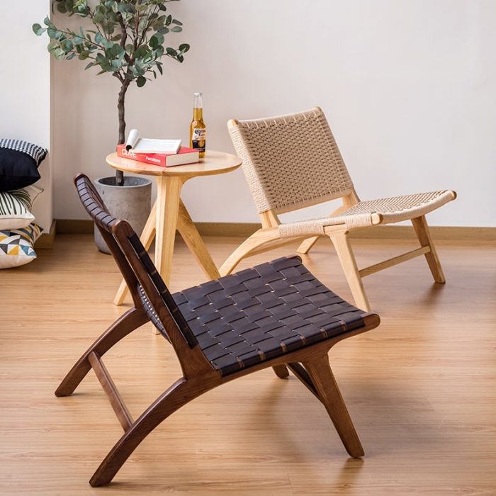 Tomomi- Solid Ash Wood & Leather Armchair ?? Reading Chair - Image 6