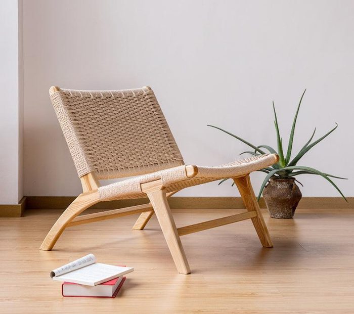 Tomomi- Solid Ash Wood & Kraft Paper Rope Armchair ?? Reading Chair - Image 3