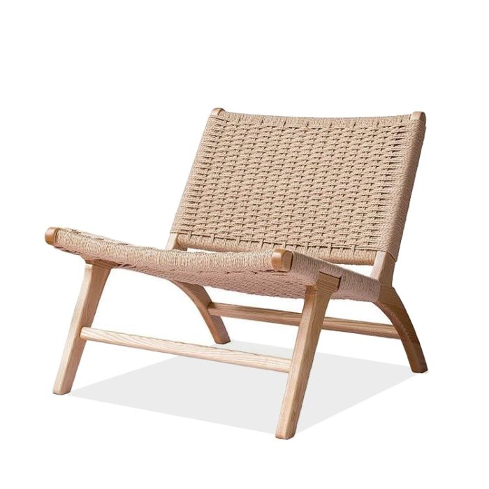 Tomomi- Solid Ash Wood & Kraft Paper Rope Armchair ?? Reading Chair